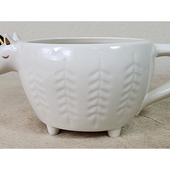 Opalhouse Unicorn Coffee Mug Teacup 12oz Stoneware Home Deco 7 1/2" White Gold - Picture 2 of 13